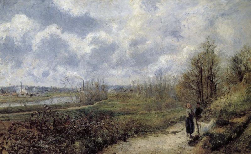 Camille Pissarro leading the way Schwarz Metaponto Norge oil painting art